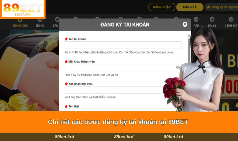 Chi tiết các bước đăng ký tài khoản tại 89BET 