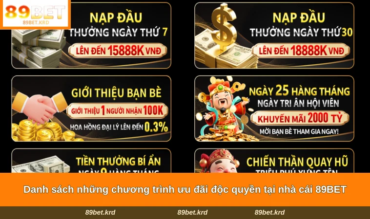 Danh sách những chương trình ưu đãi độc quyền tại nhà cái 89BET