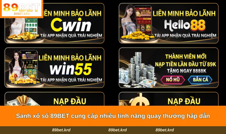 Sảnh xổ số 89BET cung cấp nhiều tính năng quay thưởng hấp dẫn